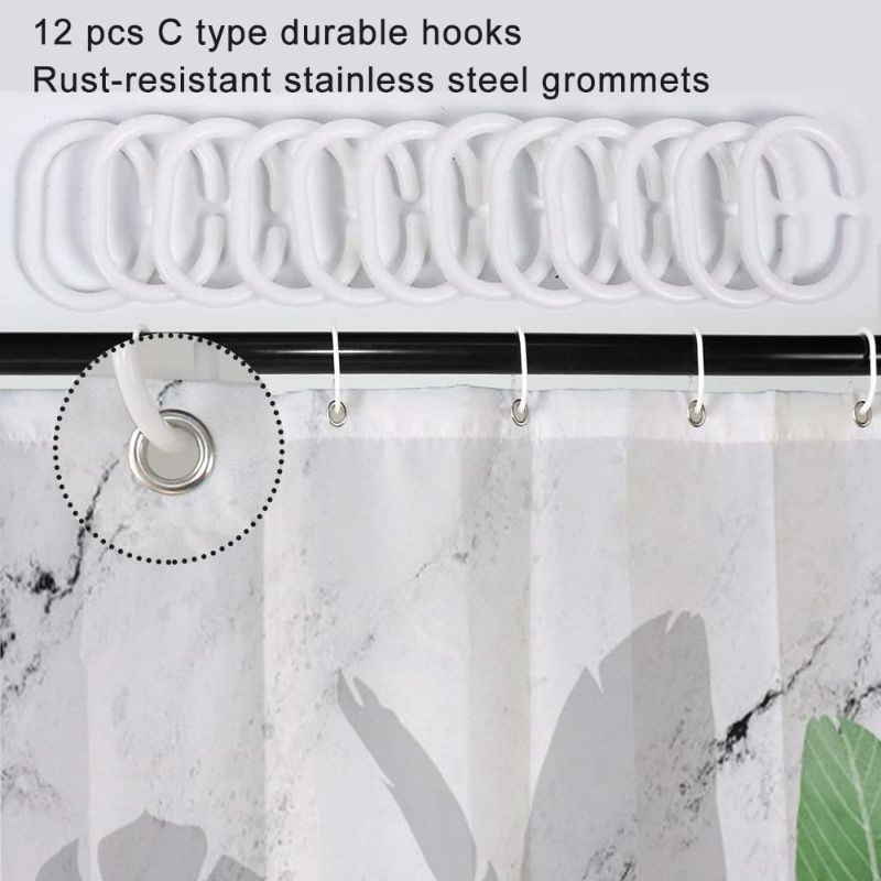 Photo 1 of LFEEY Tropical Shower Curtain, Summer Palm Leaves Marble Shower Curtain Set for Bathroom Waterproof Fbric Green Botanical Plant Farmhouse Bathroom Decor with Hooks, NEW