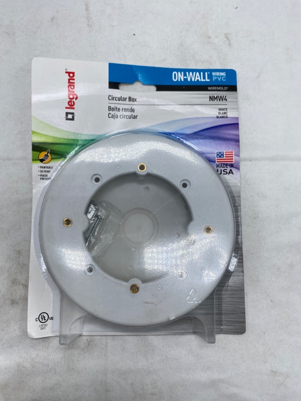 Photo 2 of Wiremold Plastic Nonmetallic Raceway, Extending Power, On-Wall Circular Box, White, NMW4 Circular Box White NEW