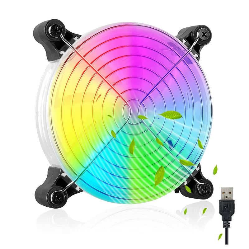 Photo 1 of USB Computer Cooling Fan 5v 120mm Small Transparent Quiet led RGB Color Desktop Cooling Fan Portable for Computer Laptop TV Receiver Xbox Playstation Modern Home Office and More NEW