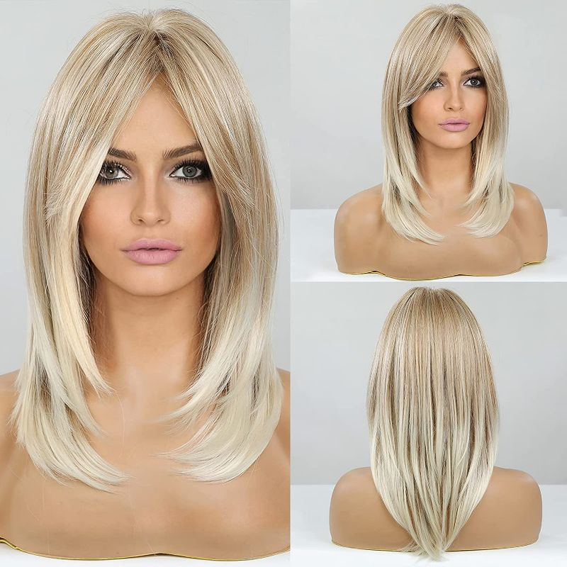 Photo 1 of HAIRCUBE Long layered Blonde Wigs for Women Synthetic Hair Wig with Bangs NEW