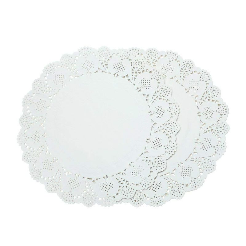 Photo 1 of (2 Pack) WOIWO 100 Pieces White Lace Doilies Paper,Round Paper Doilies Cake Packaging Pads 4.5 Inch NEW