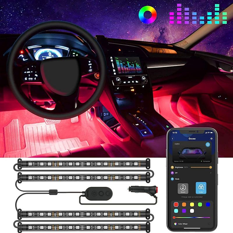Photo 1 of Car LED Lights, Smart Car Interior Lights with App Control,  Inside Car Lights with DIY Mode and Music Mode, 2 Lines Design LED Lights for Cars with Car Charger NEW