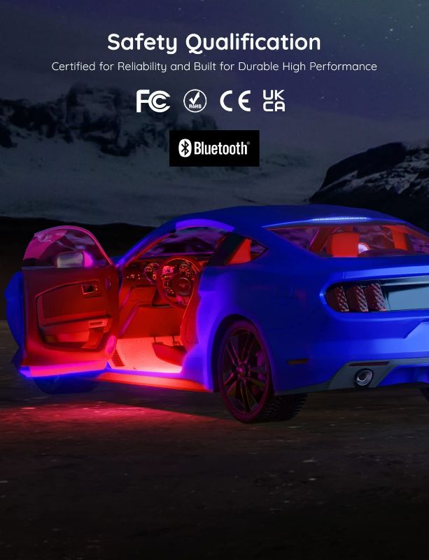 Photo 2 of Car LED Lights, Smart Car Interior Lights with App Control,  Inside Car Lights with DIY Mode and Music Mode, 2 Lines Design LED Lights for Cars with Car Charger NEW