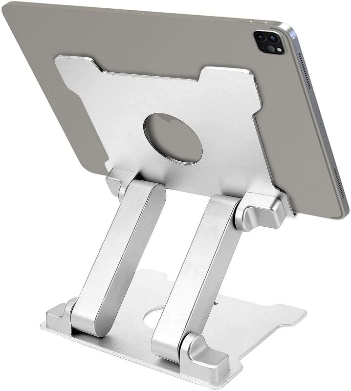 Photo 1 of KABCON Quality Tablet Stand,Adjustable Foldable Eye-Level Aluminum Solid Up to 13.5-in Tablets Holder for Microsoft Surface Series Tablets,iPad Series,Samsung Galaxy Tabs,Amazon Kindle Fire,Etc.Silver NEW