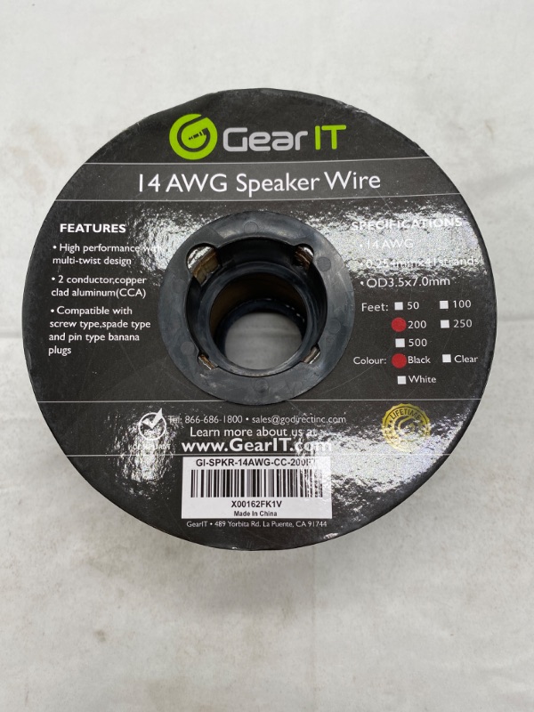 Photo 3 of 14AWG Speaker Wire, GearIT Pro Series 14 AWG Gauge Speaker Wire Cable (200 Feet / 60.9 Meters) Great Use for Home Theater Speakers and Car Speakers Black NEW 
