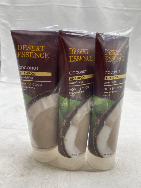 Photo 2 of Desert Essence Coconut Shampoo - 8 Fl Ounce - Pack of 3 - Intense Moisturization - Healthy Hair - Restores Natural Luster - Coconut Oil - Jojoba Oil - Olive Oil - Cruelty-Free - No Parabens NEW
