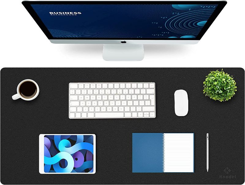 Photo 1 of K KNODEL Desk Mat, Mouse Pad, Desk Pad, Waterproof Desk Mat for Desktop, Leather Desk Pad for Keyboard and Mouse, Desk Pad Protector for Office and Home (Black, 35.4" x 17") NEW