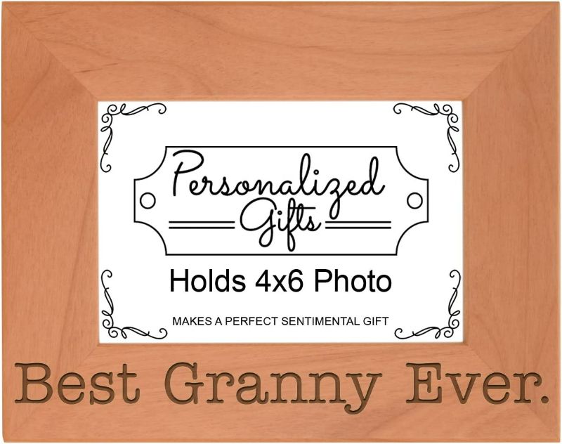 Photo 1 of ThisWear Birthday Gift for Grandma Best Granny Ever Natural Wood Engraved 4x6 Landscape Picture Frame Wood