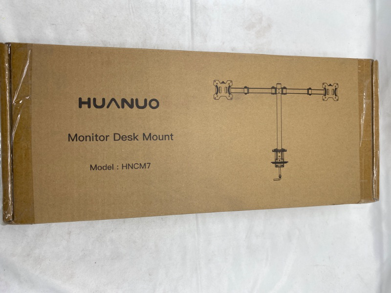 Photo 3 of HUANUO Dual Monitor Arms Desk Mount for 13 to 27 inch, Heavy Duty Fully Adjustable Monitor Stand for 2 Monitor, 75x75mm/100x100mm VESA Mount with C Clamp/Grommet Mount, Holds up to 17.6lbs Per Arm NEW