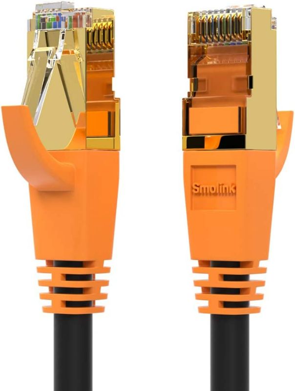 Photo 1 of 2 PACK Cat 8 Ethernet Cable 6ft, Outdoor&Indoor, Double Shielded 26AWG 40Gbps 2000Mhz Patch Cord Heavy Duty LAN Cable Network Rj45 Connector Cable with Gold Plated Plug Faster Than Cat7/Cat6/Cat6e/Cat5 NEW