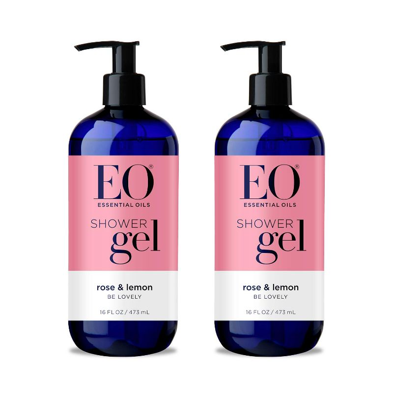 Photo 1 of EO Shower Gel Body Wash, 16 Ounces (Pack of 2), Rose and Lemon, Organic Plant-Based Skin Conditioning Cleanser with Pure Essentials Oils NEW