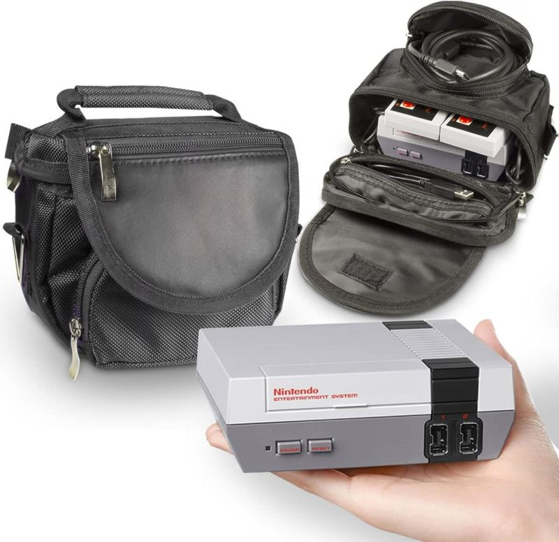 Photo 2 of Orzly® Travel & Storage Bag for Nintendo NES Classic Edition (New 2016 Model Mini Version of NES Console) - Fits Console + Cable + 2 Controllers - Includes Shoulder Strap + Carry Handle - Black NEW