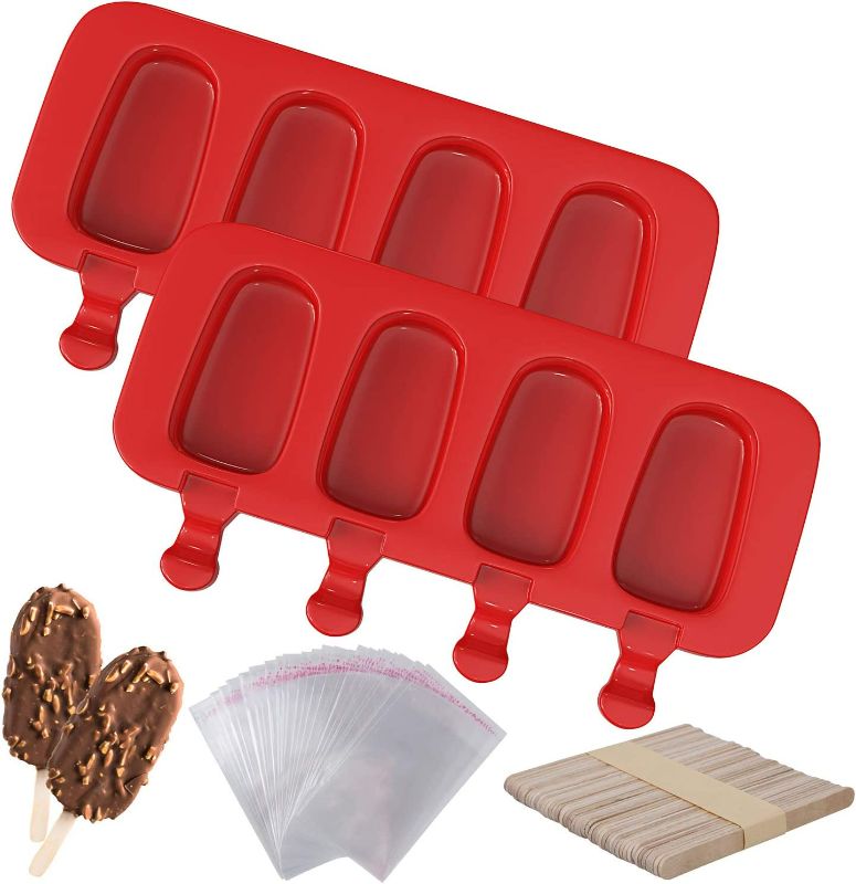 Photo 1 of 2 Pack Popsicles Molds, Homemade Cake Pop Mold Cakesicle Molds Silicone Popcical Molds, 3 Cavities Ice Pop Cream Molds Maker with Lids and Wooden Sticks & DIY Popsicles