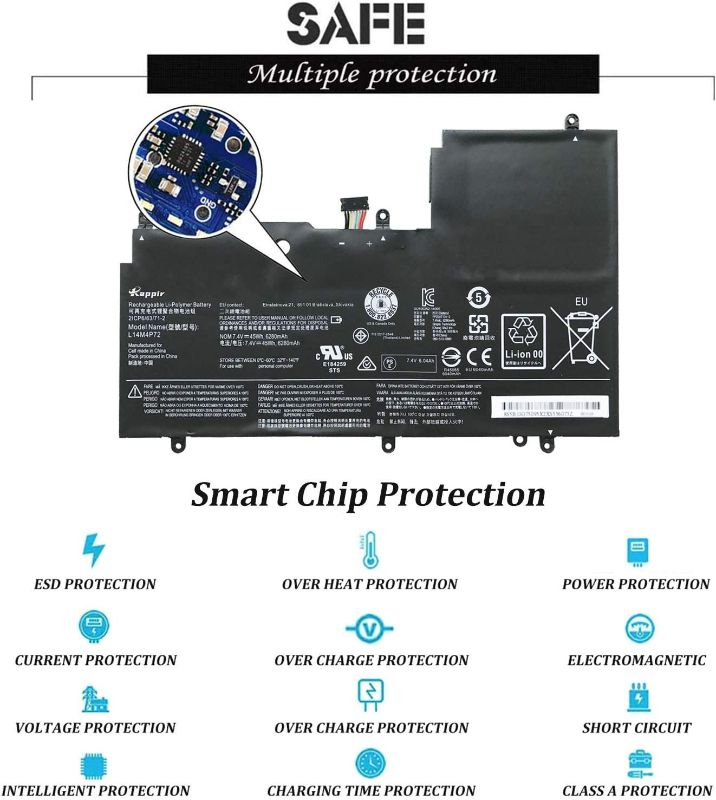 Photo 2 of BOWEIRUI L14M4P72 (7.4V 45Wh 6280mAh) Laptop Battery Replacement for Lenovo Yoga 3-1470 IdeaPad Yoga 700-14ISK Series L14S4P72 NEW