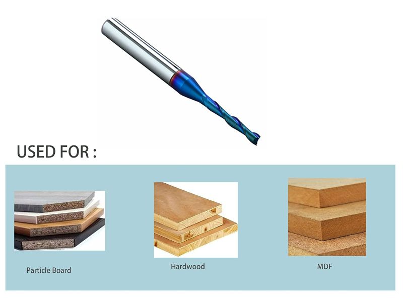 Photo 2 of U2110BC 2 Flutes Solid Carbide Up Cut spiral Router Bit SupeRun Coated 1/8" X 3/4" X 1/4" X 2 1/2" with shank 1/4" NEW 