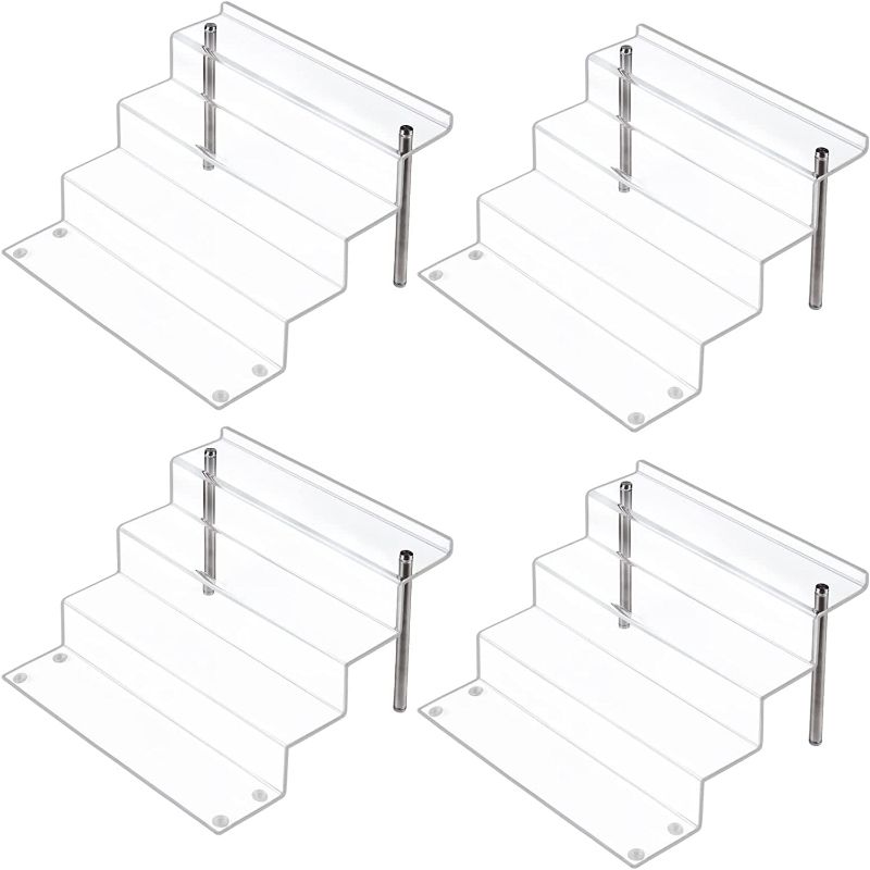 Photo 1 of LileZbox Acrylic Display Risers Shelf for Pops Figures, Clear 4-Step Display Stand for Display Or Collection NEW 