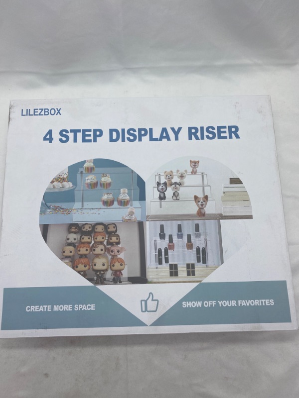 Photo 3 of LileZbox Acrylic Display Risers Shelf for Pops Figures, Clear 4-Step Display Stand for Display Or Collection NEW 