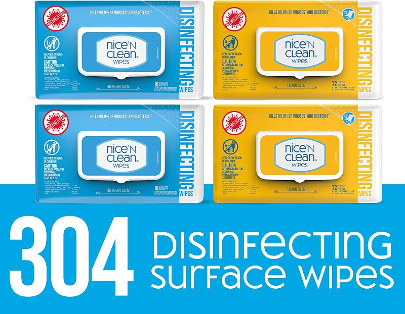 Photo 1 of Nice 'N Clean Disinfecting Surface Wipes 304ct | (Pack of 4)Cleans & Disinfects Home & Kitchen Surfaces NEW 