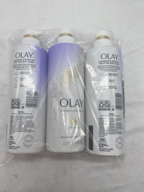 Photo 2 of Olay - Cleansing & Renewing Nighttime Body Wash with Retinol - 17.9 fl oz (Pack of 3) NEW