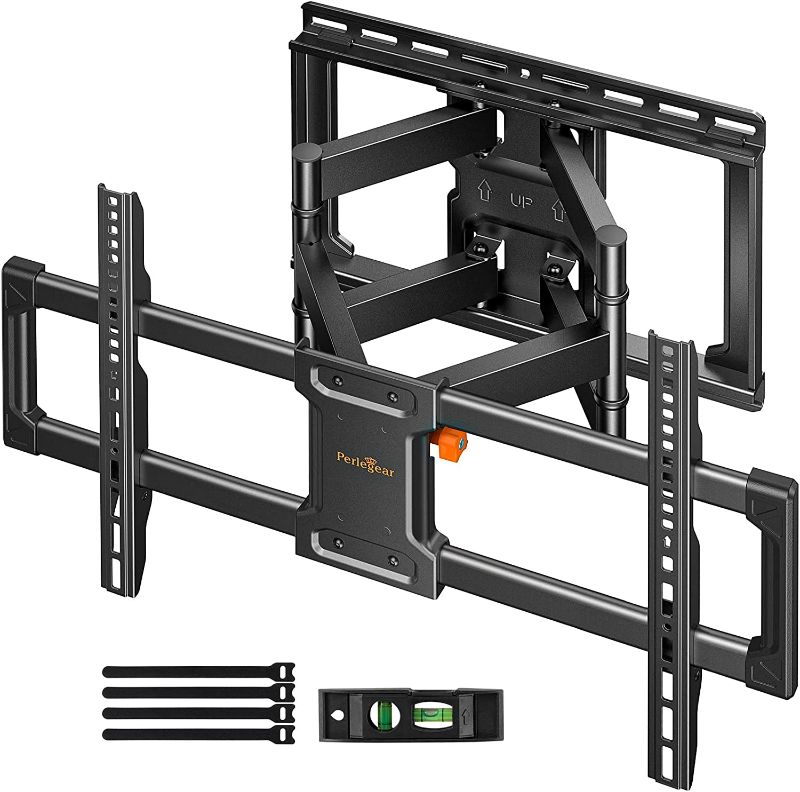 Photo 1 of Perlegear Full Motion TV Wall Mount for 42-85 inch TVs up to 132 lbs, TV Mount Bracket with Dual Articulating Arms, Tool-Free Tilt, Swivel, Extension, Leveling, Max VESA 600x400mm, 16" Studs, PGLF8 NEW