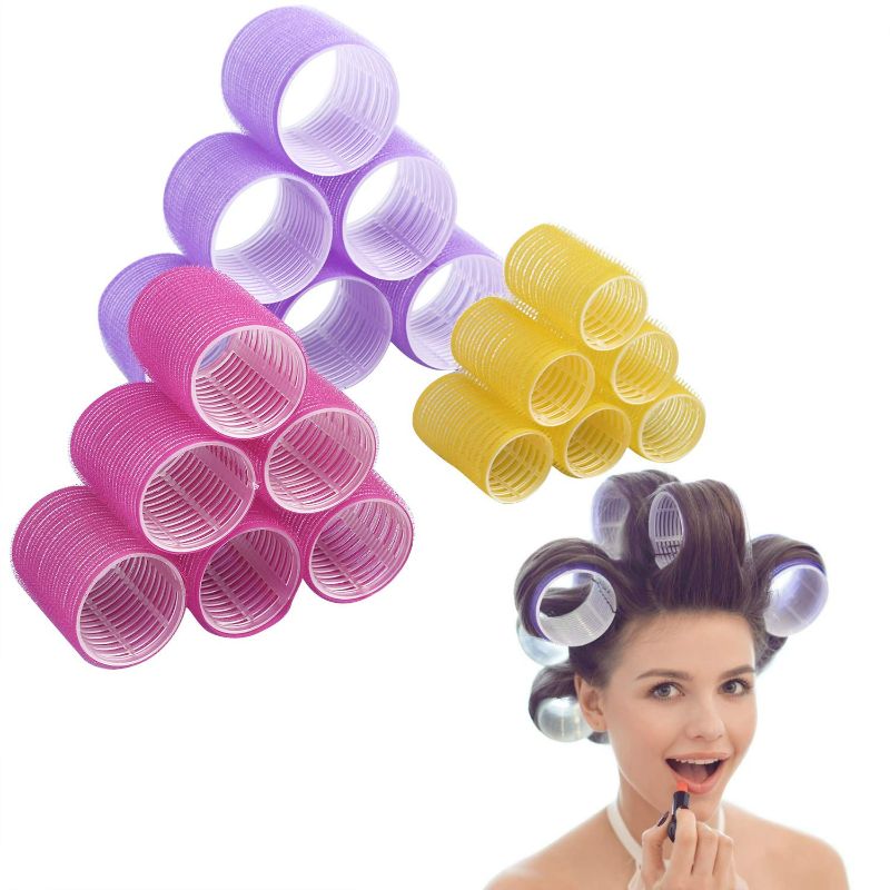 Photo 1 of Jumbo Size Hair Roller sets, Self Grip, Salon Hair Dressing Curlers, Hair Curlers, 3 size 18 packs ((JUMBO+LARGER+MEDUIEM) NEW