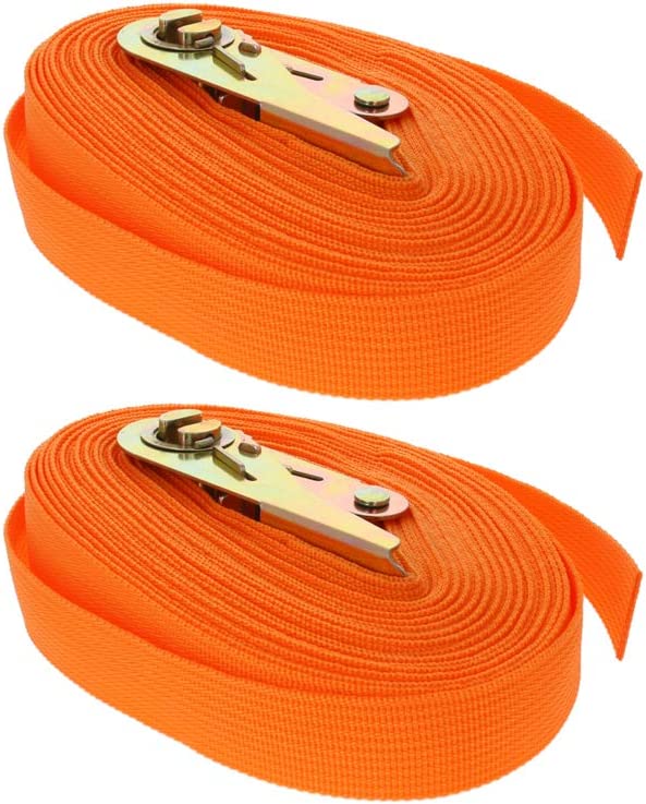 Photo 1 of MroMax Ratchet Lashing Straps 0.98" Width x 32.81ft Length Polypropylene Cam Buckle Lashing Straps 800Kg Load Cargo Tie Down Strap 25mm x 10m for Moving Cargo Orange Tone 2Pcs NEW 