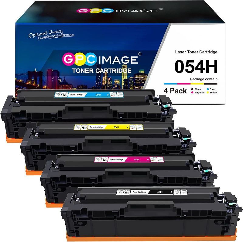 Photo 1 of GPC Image Compatible Toner Cartridge Replacement for Canon 054 CRG-054 054H to use with Color ImageClass MF644Cdw LBP622Cdw MF642Cdw MF640C LBP620 Toner Printer (1 Black, 1 Cyan, 1 Magenta, 1 Yellow) NEW