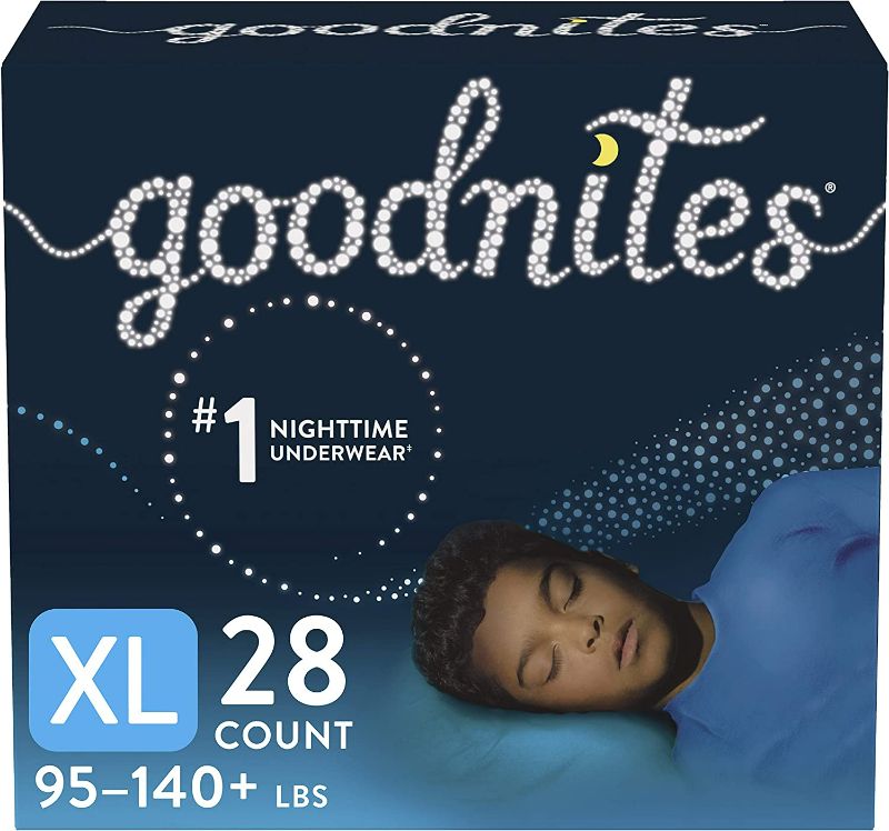 Photo 1 of Goodnites Nighttime Bedwetting Underwear, Boys' X-Large (28 Count), Pack of 2 of 14 Count NEW