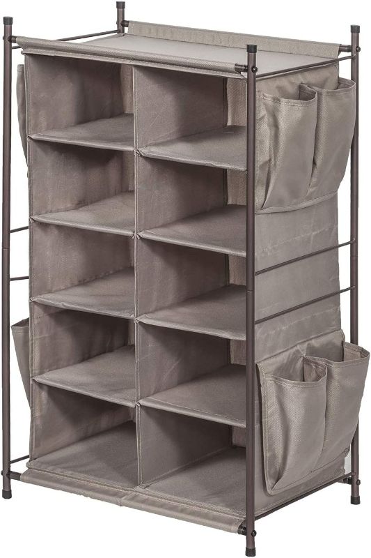 Photo 1 of STORAGE MANIAC 5-Tier 10-Compartment Shoe Cubby Rack Organizer, Free Standing Shoe Cube for Closet, Entryway, Front Door, Grey NEW