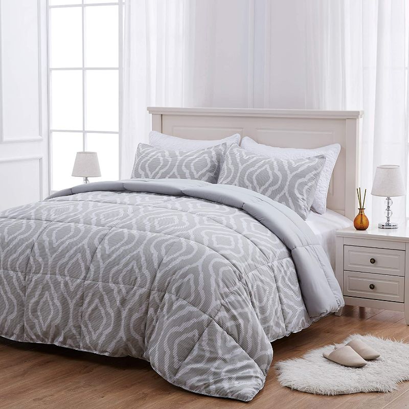 Photo 1 of SEMECH Queen Size Comforter Set 3 Piece Grey Bedding Comforter Set for Queen Bed (106×92 Inch) with 2 Pillow Shams - Mirage Gray Medallion NEW