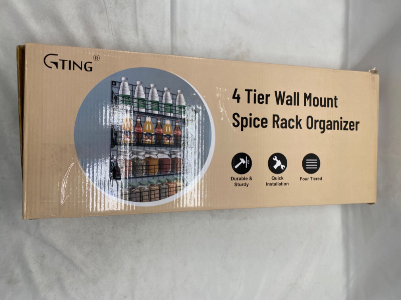 Photo 2 of Spice Rack Organizer Wall Mounted 4-Tier Stackable Hanging Spice Jars Storage Racks,Great for Kitchen and Pantry, 3X16.5X23" NEW