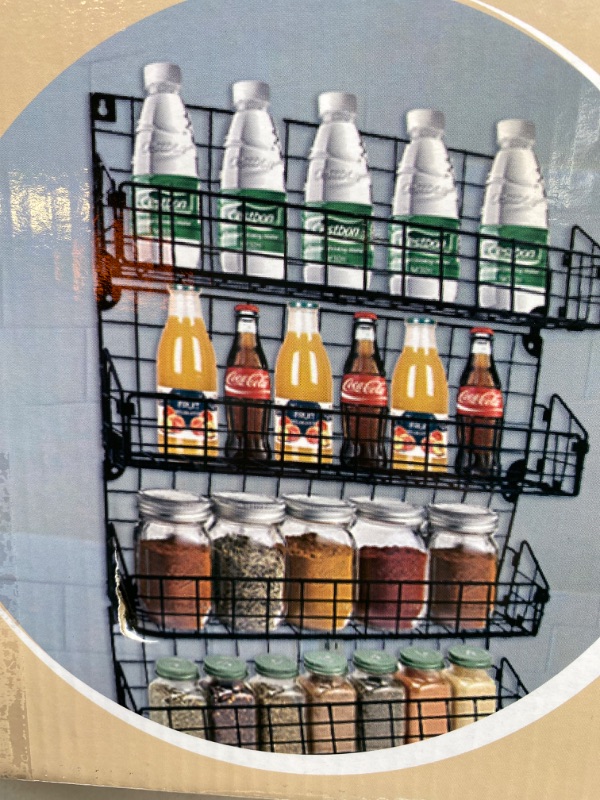 Photo 1 of Spice Rack Organizer Wall Mounted 4-Tier Stackable Hanging Spice Jars Storage Racks,Great for Kitchen and Pantry, 3X16.5X23" NEW