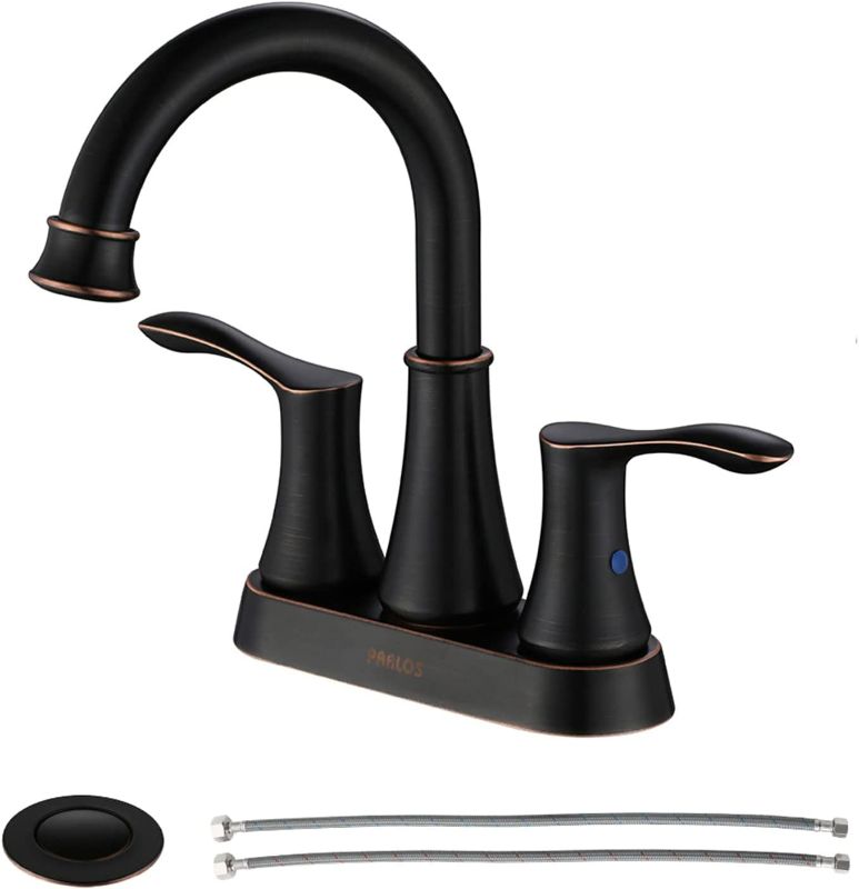 Photo 1 of PARLOS Swivel Spout 2-Handle Lavatory Faucet Bathroom Sink Faucet with Metal Pop-up Drain and Faucet Supply Lines, Oil Rubbed Bronze, 1.2 GPM NEW