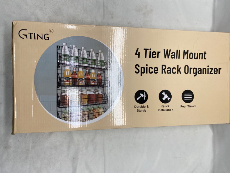 Photo 3 of Spice Rack Organizer Wall Mounted 4-Tier Stackable Hanging Spice Jars Storage Racks,Great for Kitchen and Pantry 3X16.5X22.8" NEW 