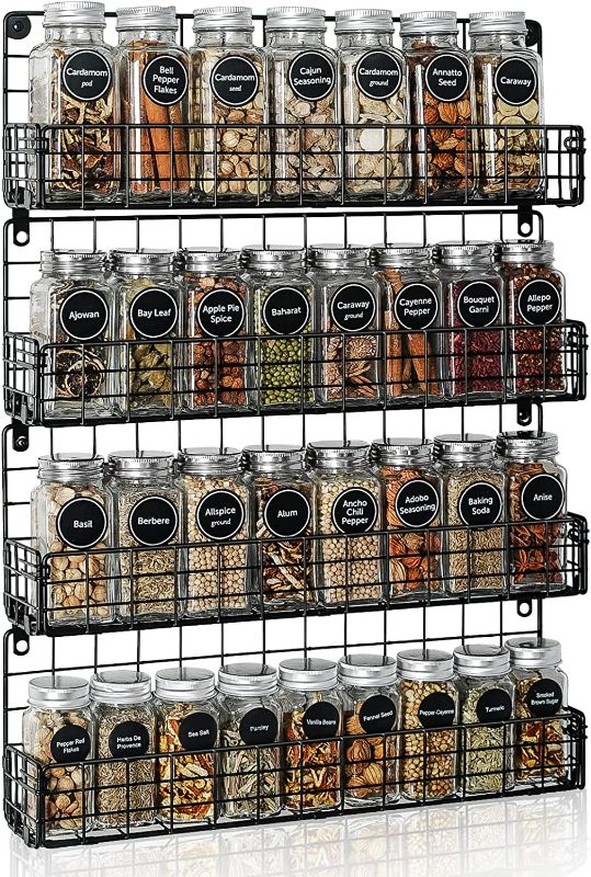 Photo 1 of Spice Rack Organizer Wall Mounted 4-Tier Stackable Hanging Spice Jars Storage Racks,Great for Kitchen and Pantry 3X16.5X22.8" NEW 