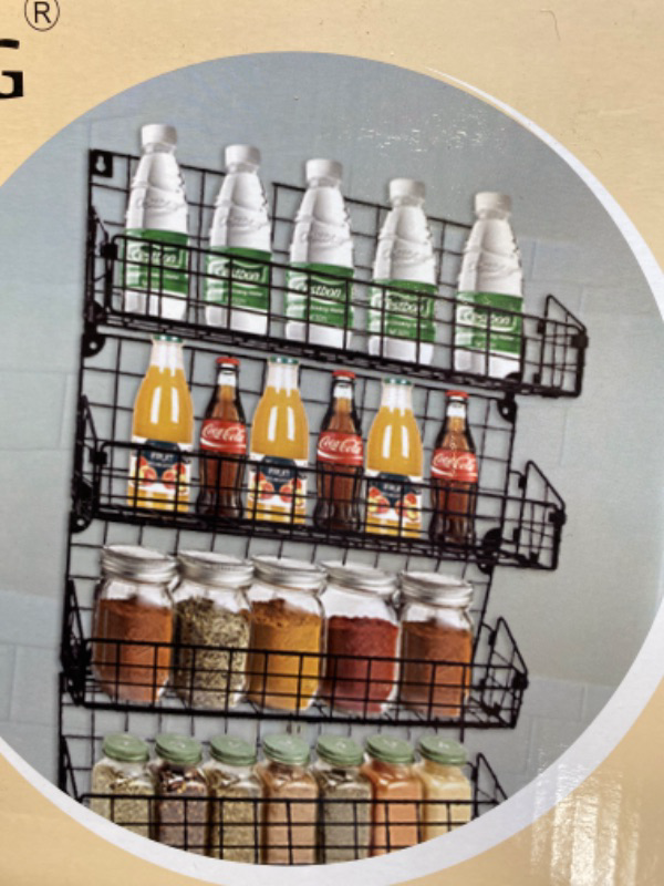 Photo 2 of Spice Rack Organizer Wall Mounted 4-Tier Stackable Hanging Spice Jars Storage Racks,Great for Kitchen and Pantry 3X16.5X22.8" NEW 
