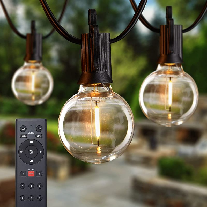 Photo 1 of Brightown Led String Lights Outdoor 38Ft(28+10) with Remote, Patio String Lights for Outside with 17 Shatterproof Bulbs(2 Spare), Waterproof Hanging Lights for Backyard Bistro Party Cafe, E12 Socket NEW 