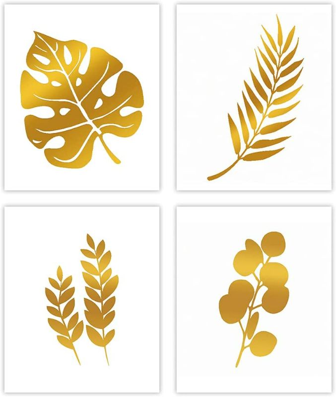 Photo 1 of Abstract Tropical Leaves Gold Foil Print NEW