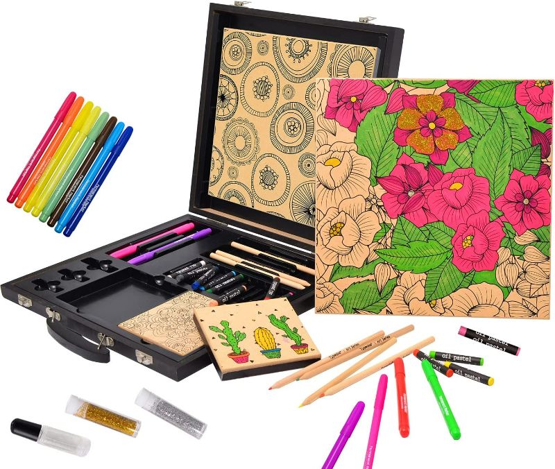 Photo 1 of Art Coloring Kit for Girls,DIY Drawing kit with Wooden Frame, Wood Canvas Art Set and Craft for Kids Teens and Adult ,As Gift NEW 