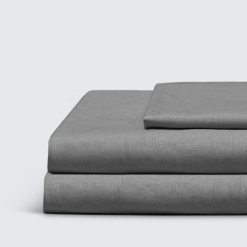 Photo 1 of Everspread 100% Cotton Bed Sheets. Twin Size - Dark Gray. 3 Piece Sheet Set. Soft Washed Percale. Natural Long Staple Cotton. Cool & Breathable Bedding. Deep Pocket Fits Mattress up to 18 inches NEW 