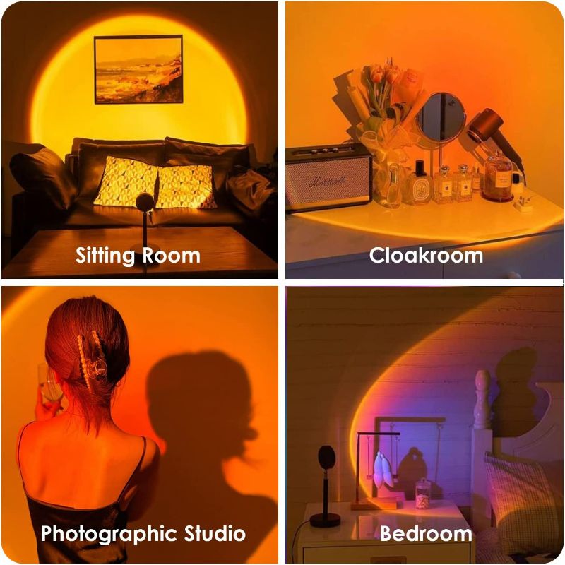 Photo 2 of Sunset Light Rainbow Projection Lamp, LED Night Light, Network Red Light with USB Modern Floor Stand Night Light Living Room Bedroom Decor NEW 