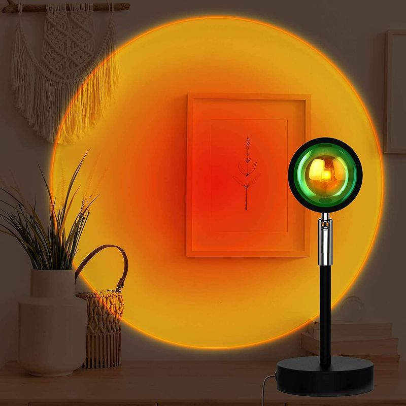 Photo 1 of Sunset Light Rainbow Projection Lamp, LED Night Light, Network Red Light with USB Modern Floor Stand Night Light Living Room Bedroom Decor NEW 