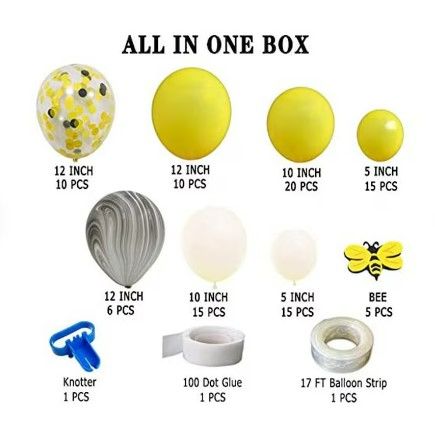 Photo 2 of 122pcs Honeybee Theme Party Decorations Supplies, White Yellow Agate and Confetti Latex Balloons for Wedding Birthday Bridal Baby Shower NEW