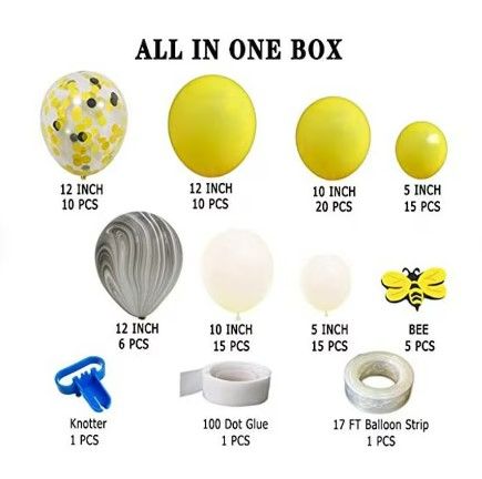 Photo 2 of 122pcs Honeybee Theme Party Decorations Supplies, White Yellow Agate and Confetti Latex Balloons for Wedding Birthday Bridal Baby Shower NEW
 