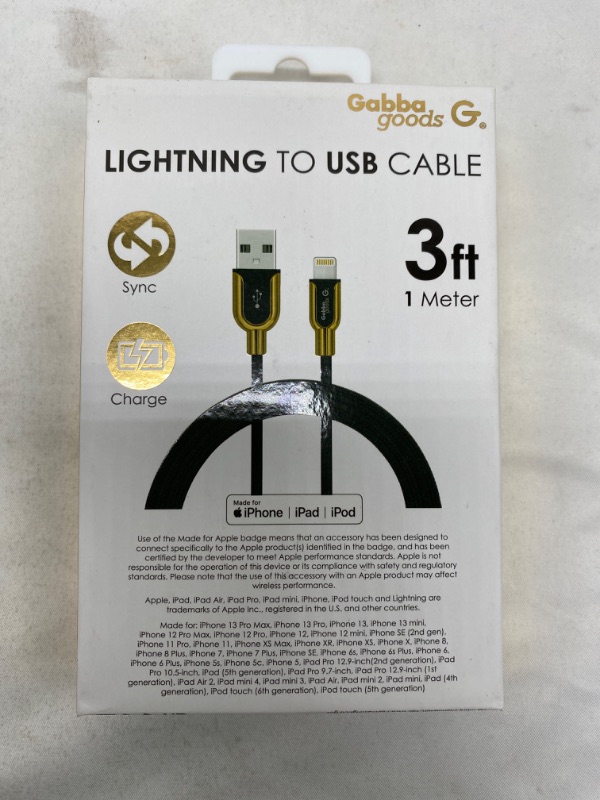 Photo 2 of 3" Gabba Goods Rapid Charger Lighting to USB Cable NEW 