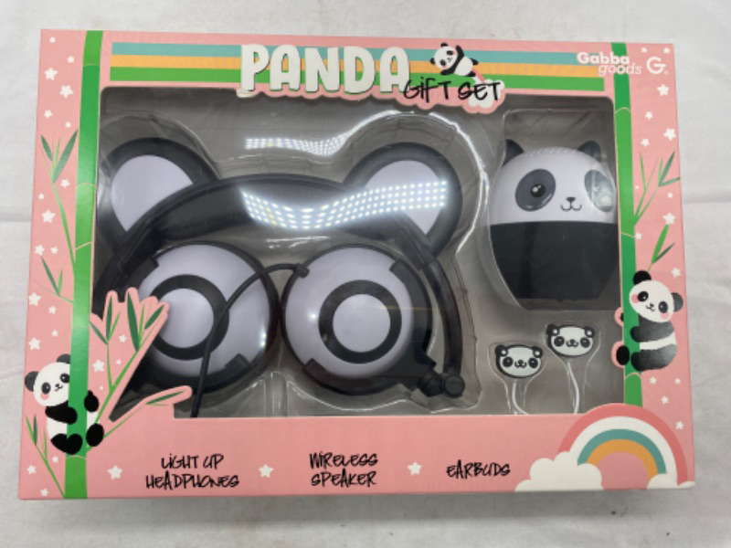 Photo 2 of Panda Gift Set  Light Up Headphones, Wireless Speaker, Earbuds NEW 