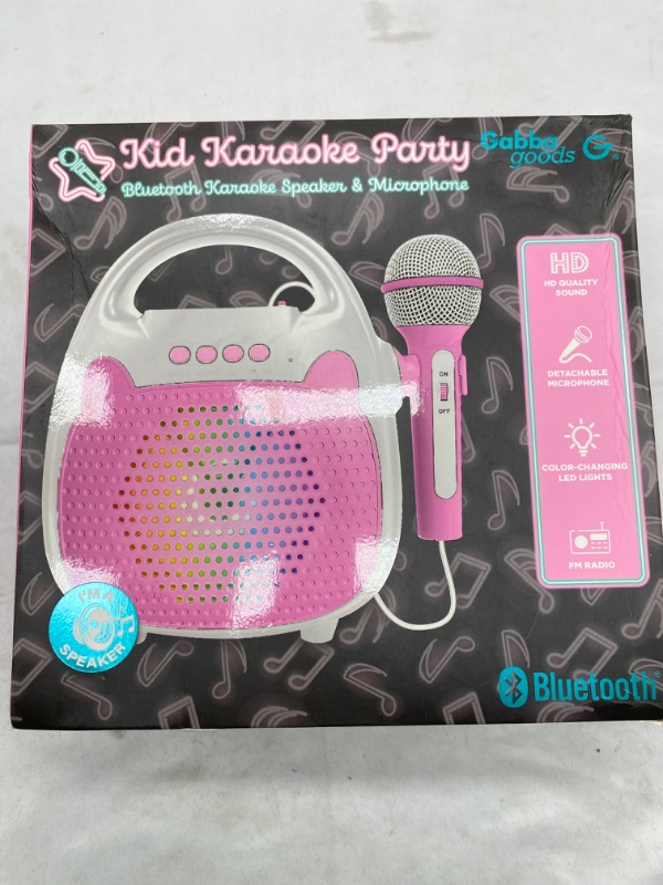 Photo 2 of Gabba Goods Kid Karaoke Party Bluetooth Karaoke Speaker & Microphone NEW 