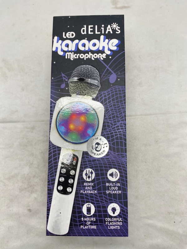 Photo 2 of Gabba Goods Karaoke LED Karaoke Microphone Speaker Bluetooth Hand Held Karaoke Mic with Echo Effect Sing Along and Record Your self. (White) NEW