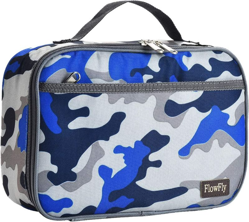 Photo 1 of FlowFly Kids Lunch box Insulated Soft Bag Mini Cooler Back to School Thermal Meal Tote Kit for Girls, Boys,Blue Camo NEW 