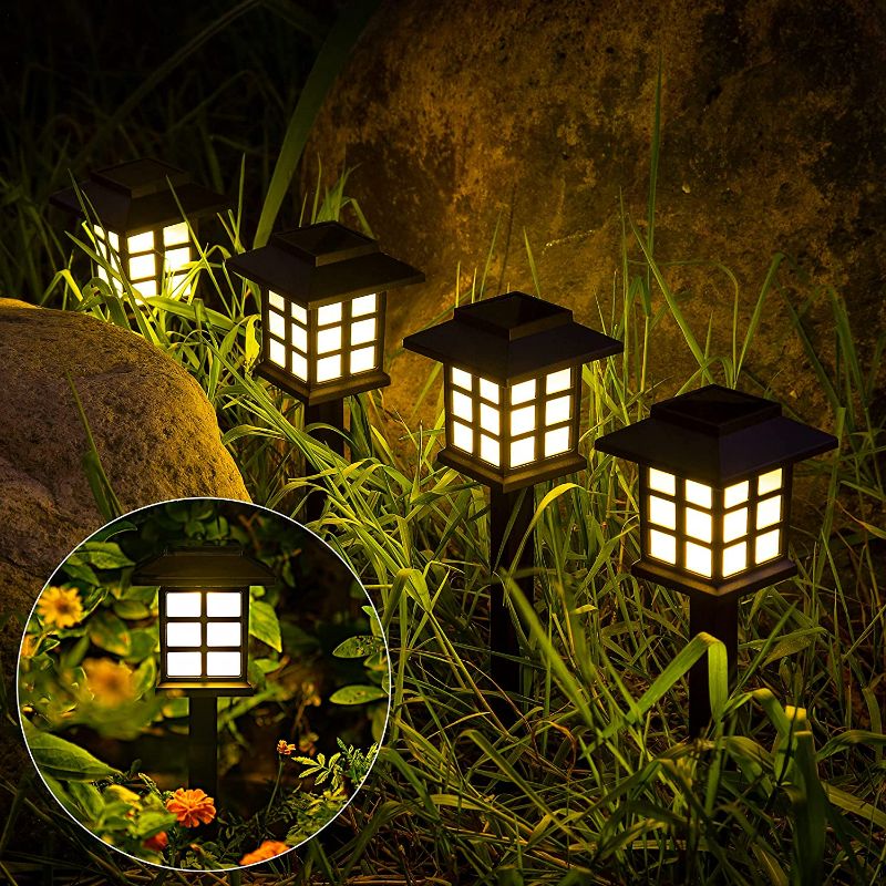 Photo 1 of GIGALUMI Solar Outdoor Lights?8 Pack LED Solar Lights Outdoor Waterproof, Solar Walkway Lights Maintain 10 Hours of Lighting for Your Garden, Landscape, Path, Yard, Patio, Driveway NEW 